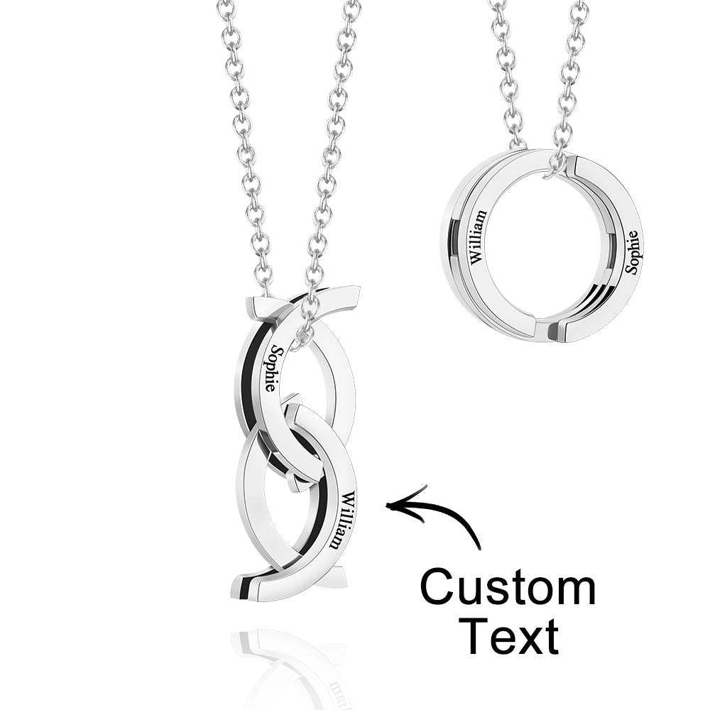 Custom Engraved Kiss Fish Necklace Personalized Deformed Ring Necklace for Couples - soufeelus