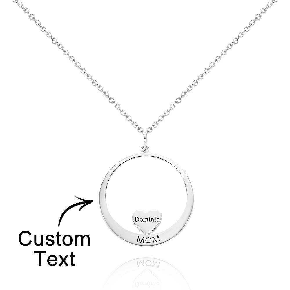 Custom Engraved Necklace Circle Hearts Mom Pendant Necklace Creative Gift - soufeelus