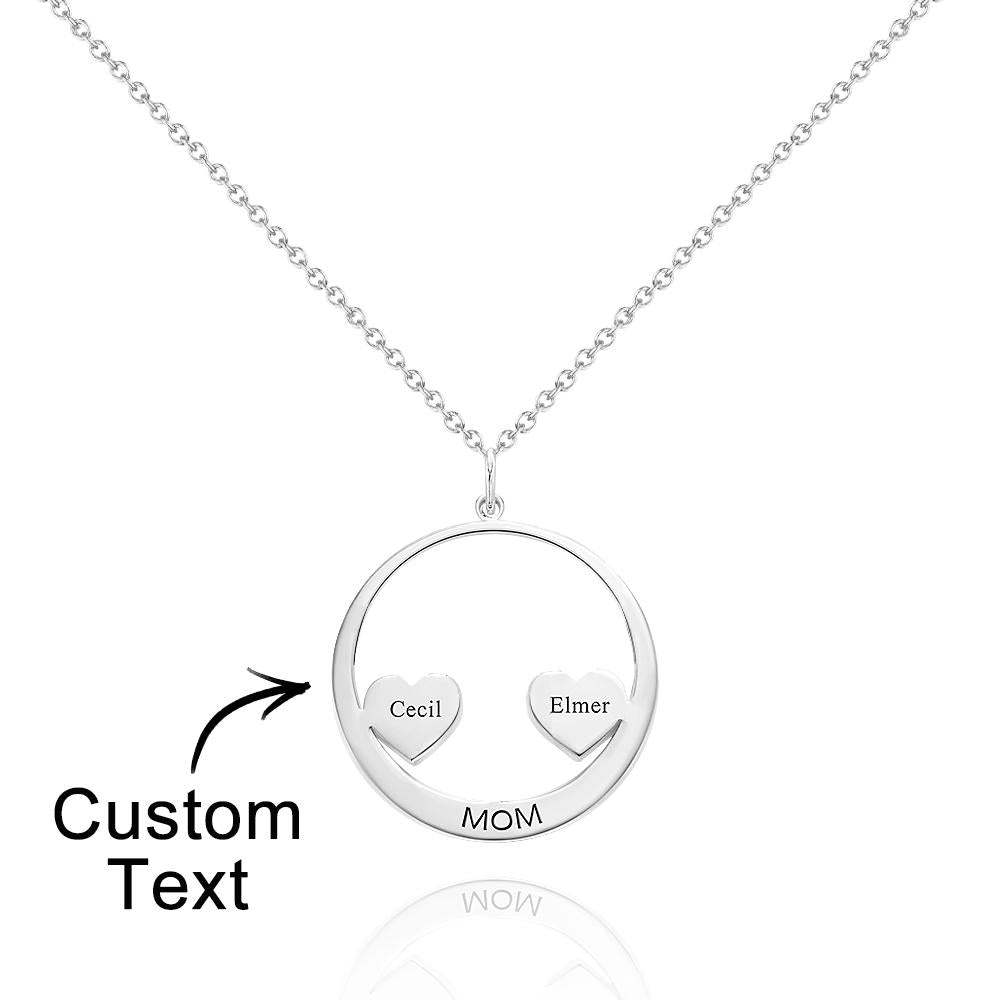 Custom Engraved Necklace Circle Hearts Mom Pendant Necklace Creative Gift - soufeelus