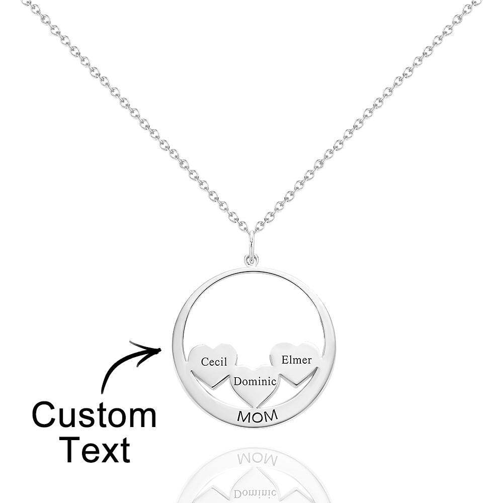 Custom Engraved Necklace Circle Hearts Mom Pendant Necklace Creative Gift - soufeelus