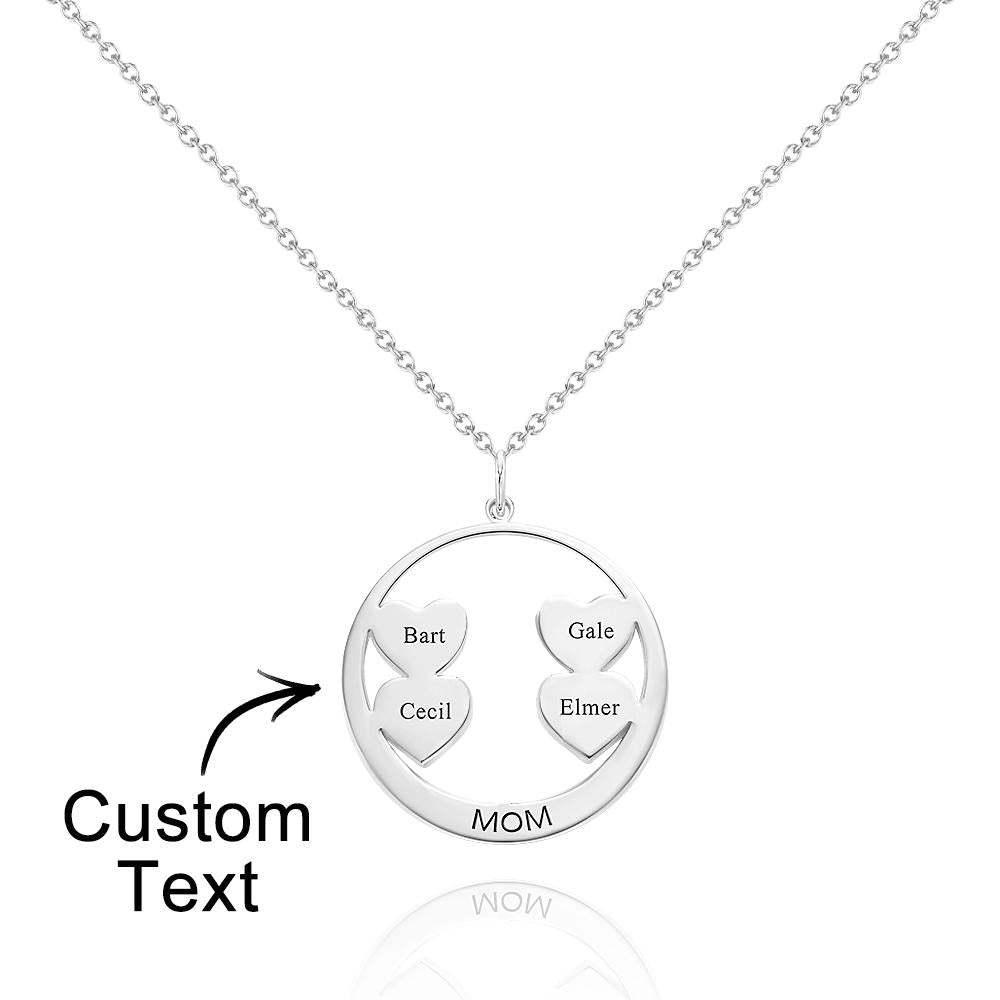 Custom Engraved Necklace Circle Hearts Mom Pendant Necklace Creative Gift - soufeelus