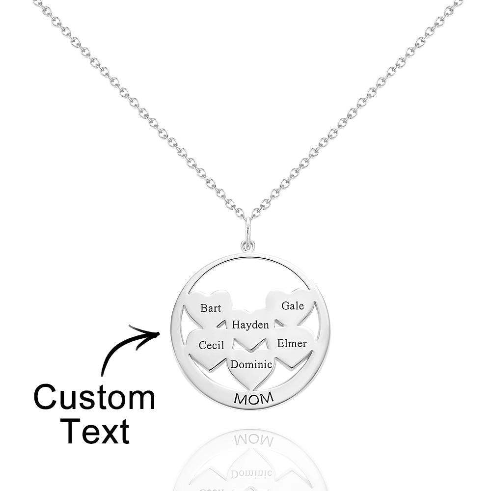 Custom Engraved Necklace Circle Hearts Mom Pendant Necklace Creative Gift - soufeelus