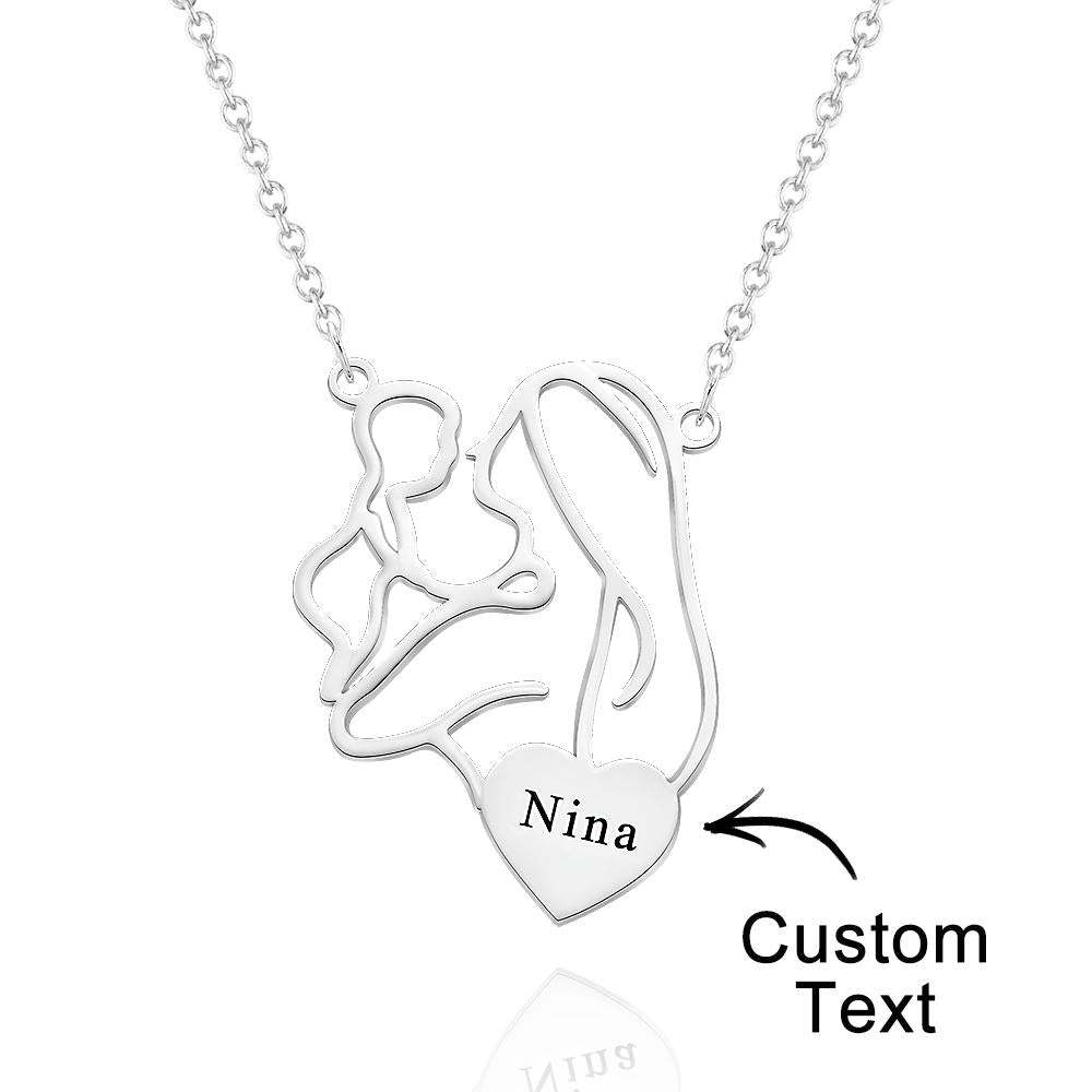 Engraved Mom Baby Necklace Personalized Mommy Necklace Family Jewelry Gifts for Mother - soufeelus