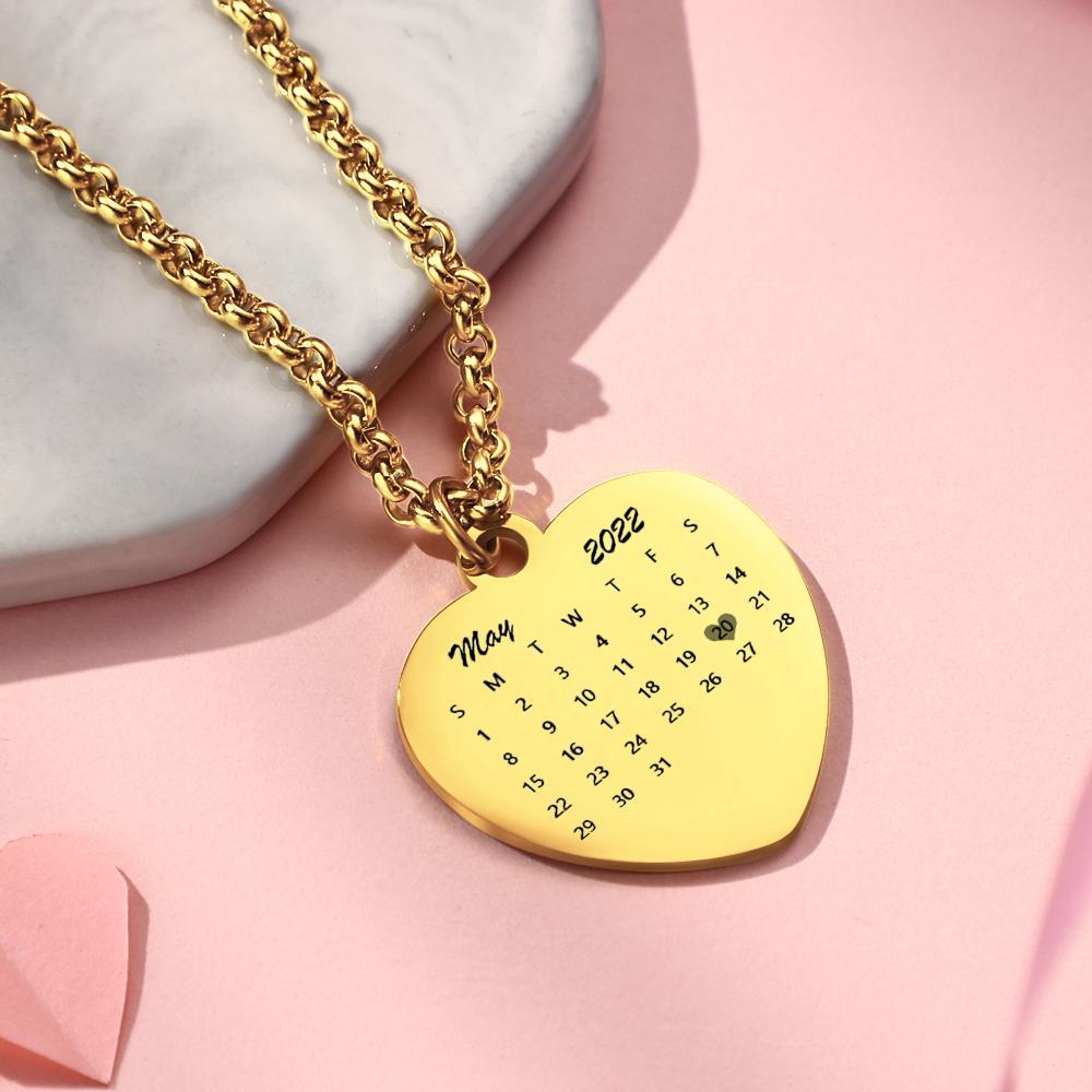 Custom Personalized Date Heart Necklace - soufeelus