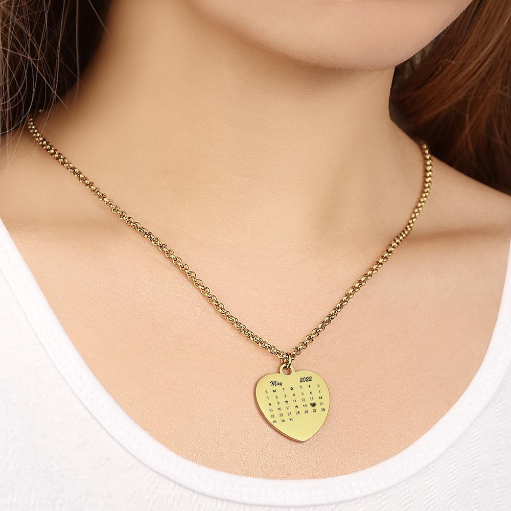 Custom Personalized Date Heart Necklace - soufeelus