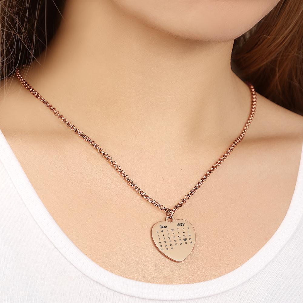 Custom Personalized Date Heart Necklace - soufeelus