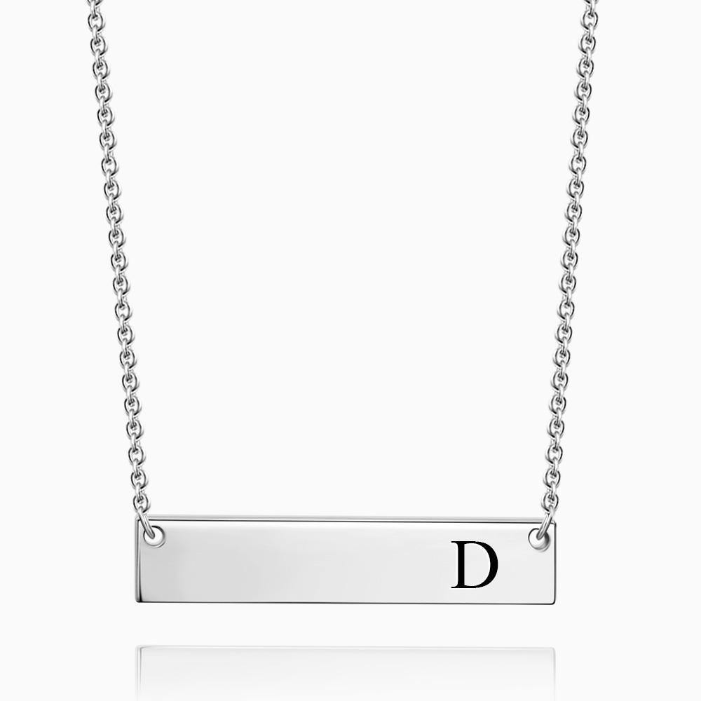 Initial Bar Necklace with Engraving Rose Gold Plated - soufeelus