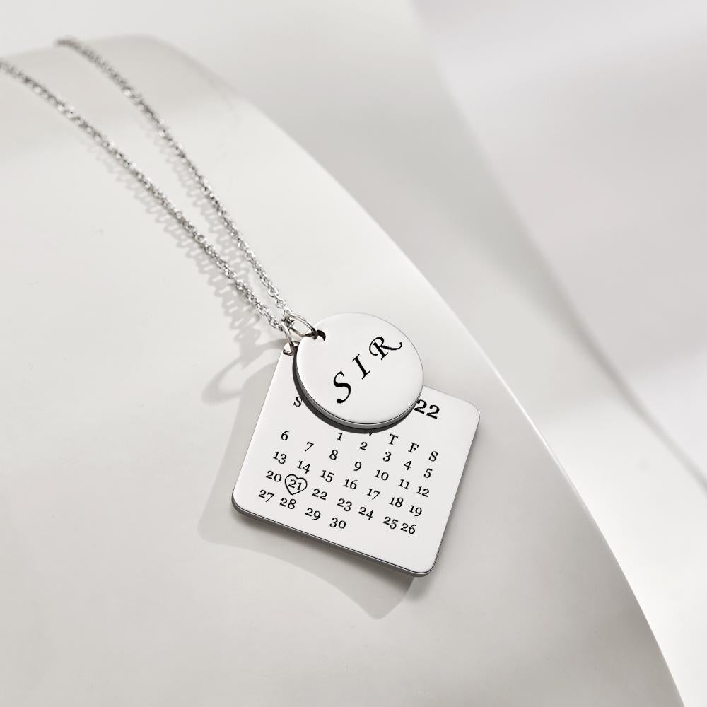 Custom Engraved Necklace Custom Date Calendar Commemorative Gifts - soufeelus