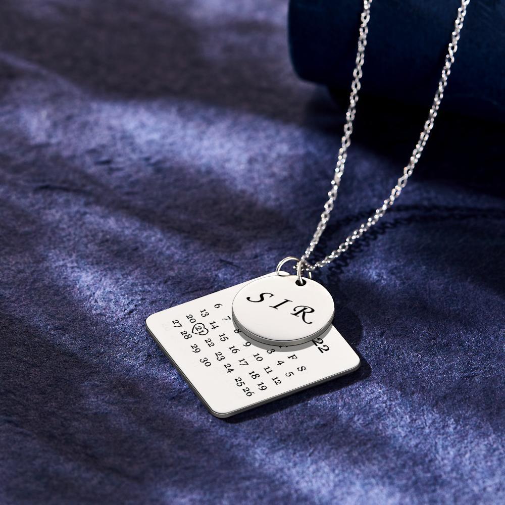 Custom Engraved Necklace Custom Date Calendar Commemorative Gifts - soufeelus