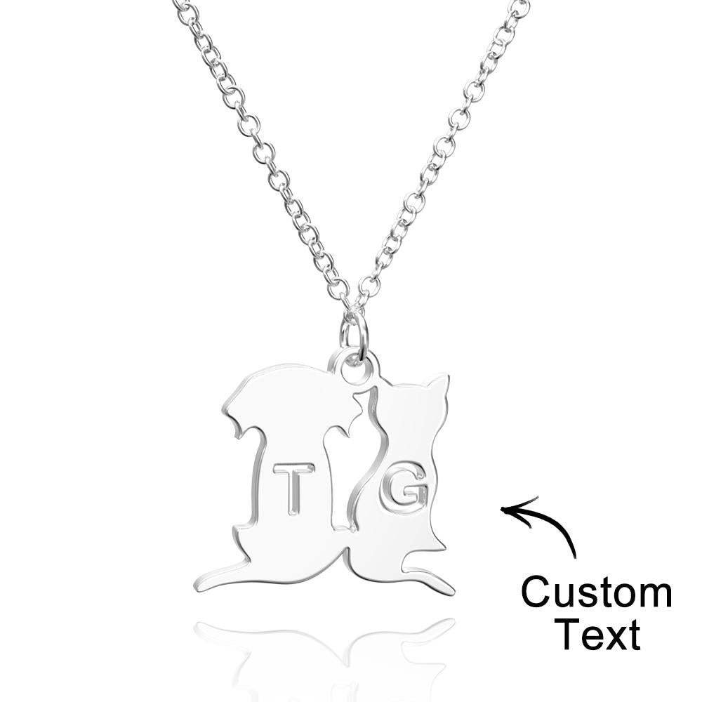 Personalized Family Animal Necklace Custom Engraved Initial Dog and Cat Necklace for Women - soufeelus