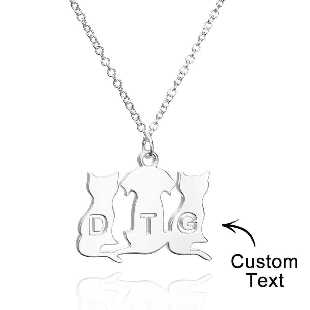 Personalized Family Animal Necklace Custom Engraved Initial Dog and Cat Necklace for Women - soufeelus