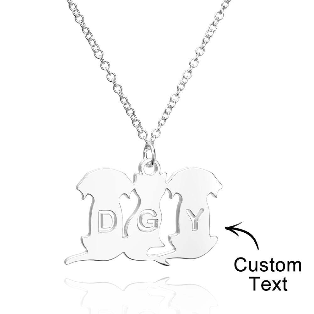 Personalized Family Animal Necklace Custom Engraved Initial Dog and Cat Necklace for Women - soufeelus