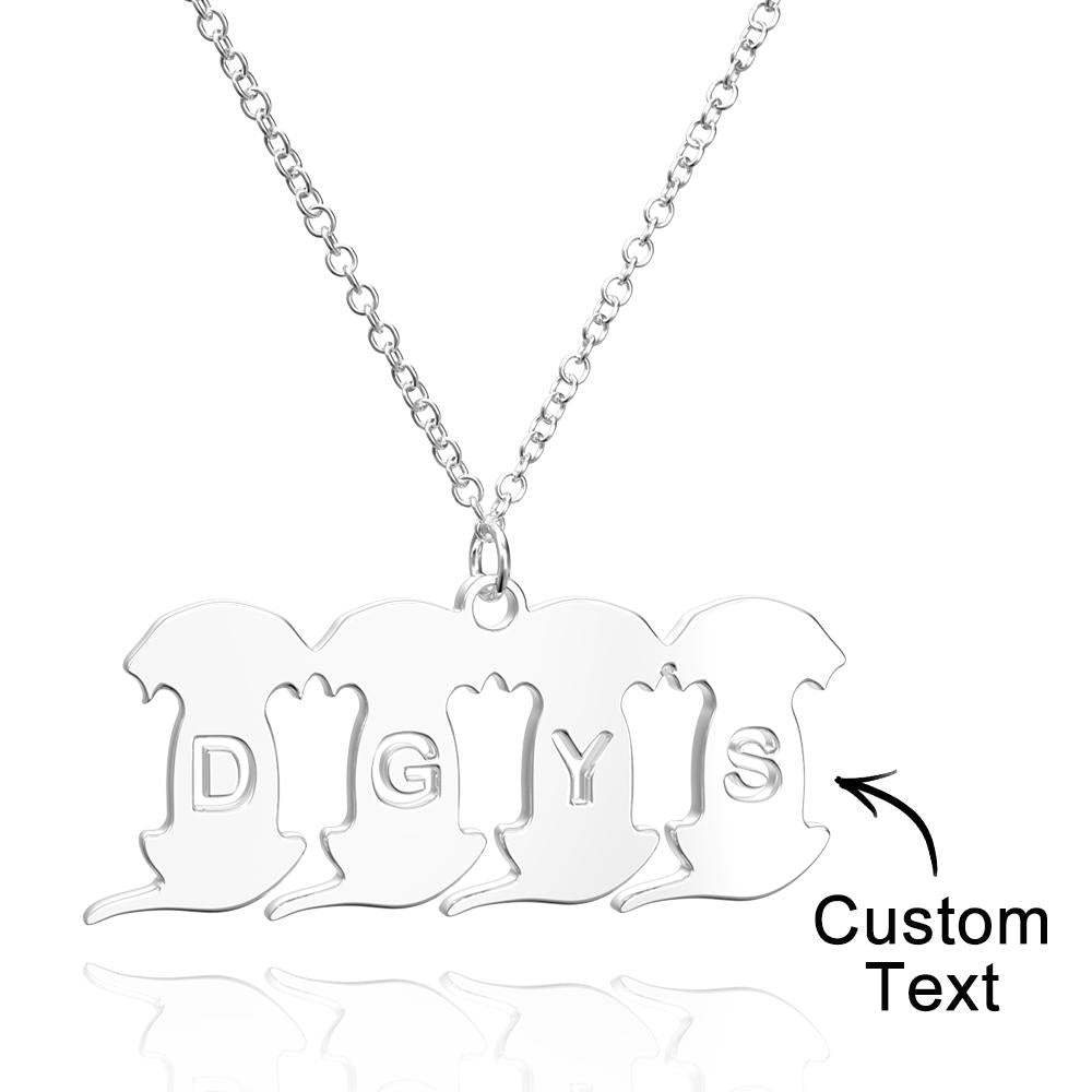Personalized Family Animal Necklace Custom Engraved Initial Dog and Cat Necklace for Women - soufeelus