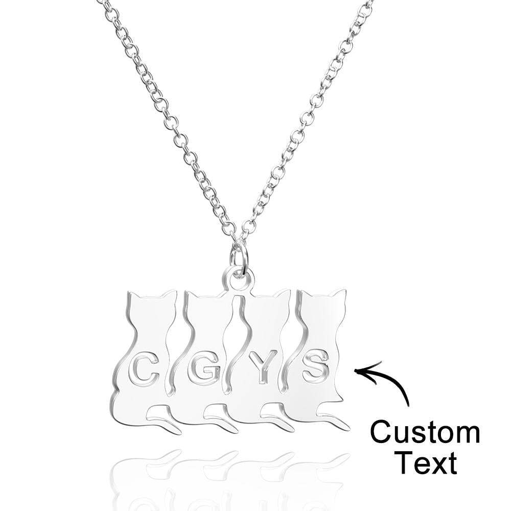 Personalized Family Animal Necklace Custom Engraved Initial Dog and Cat Necklace for Women - soufeelus