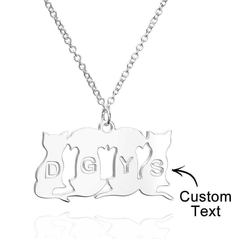 Personalized Family Animal Necklace Custom Engraved Initial Dog and Cat Necklace for Women - soufeelus