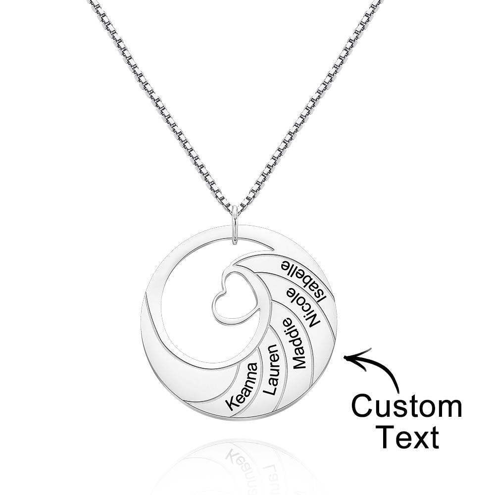 Custom Engraved Necklace Round Spiral Heart Simple Gifts - soufeelus