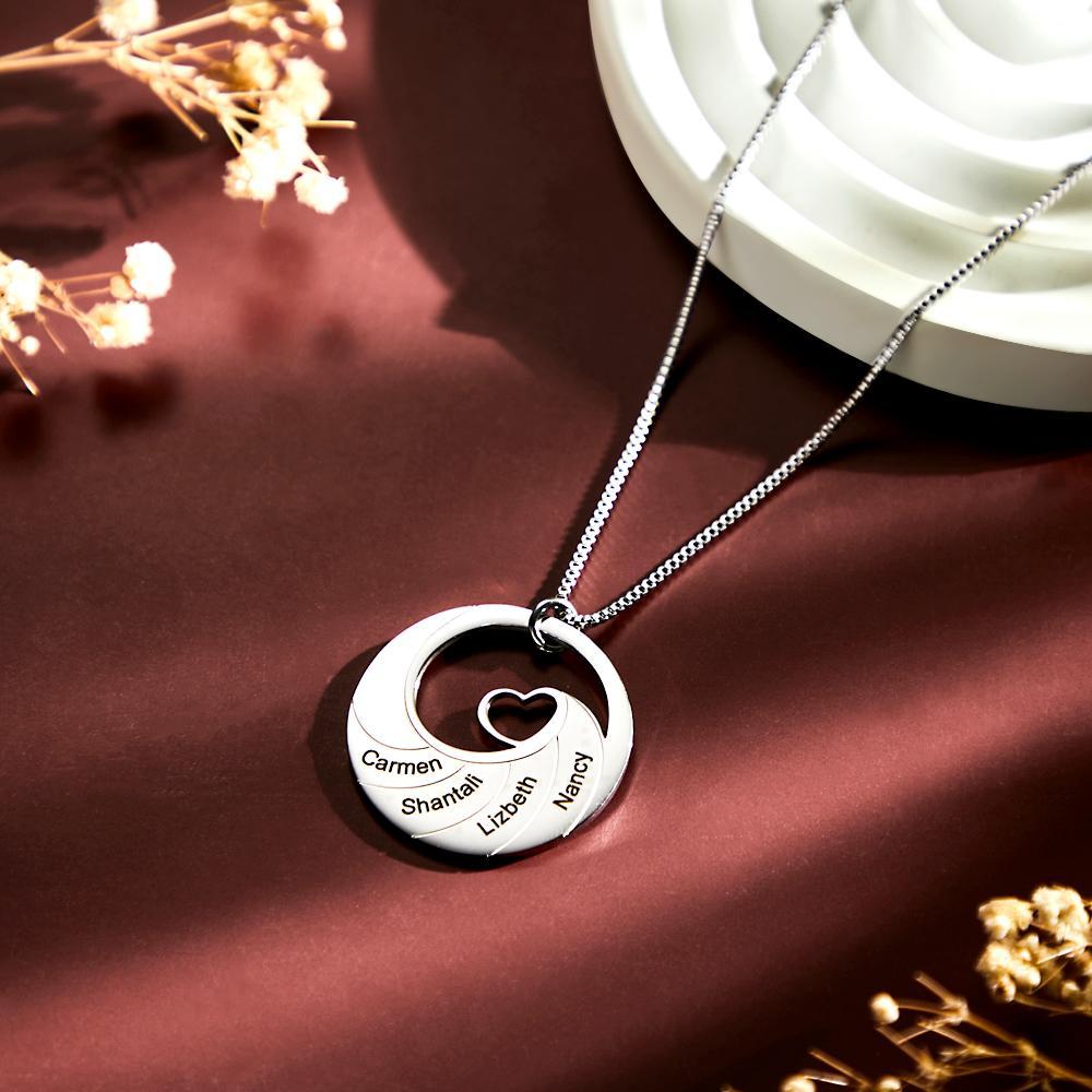 Custom Engraved Necklace Round Spiral Heart Simple Gifts - soufeelus