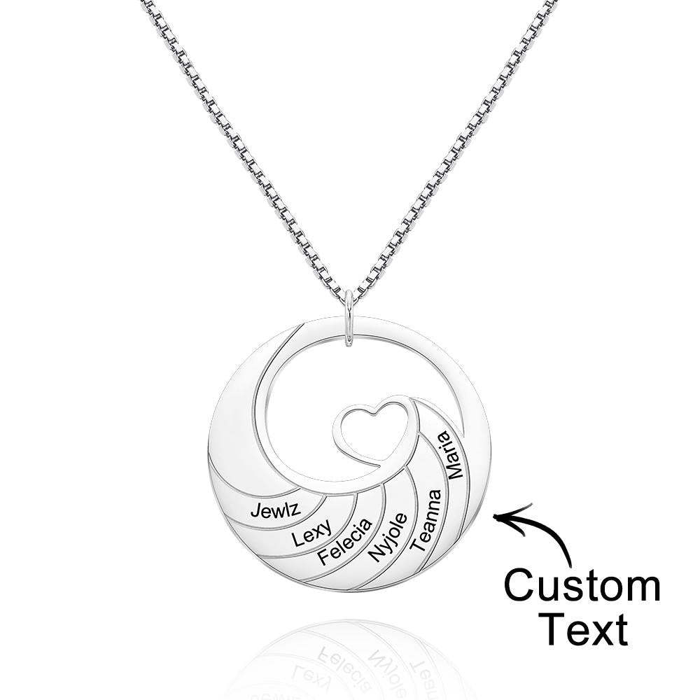 Custom Engraved Necklace Round Spiral Heart Simple Gifts - soufeelus