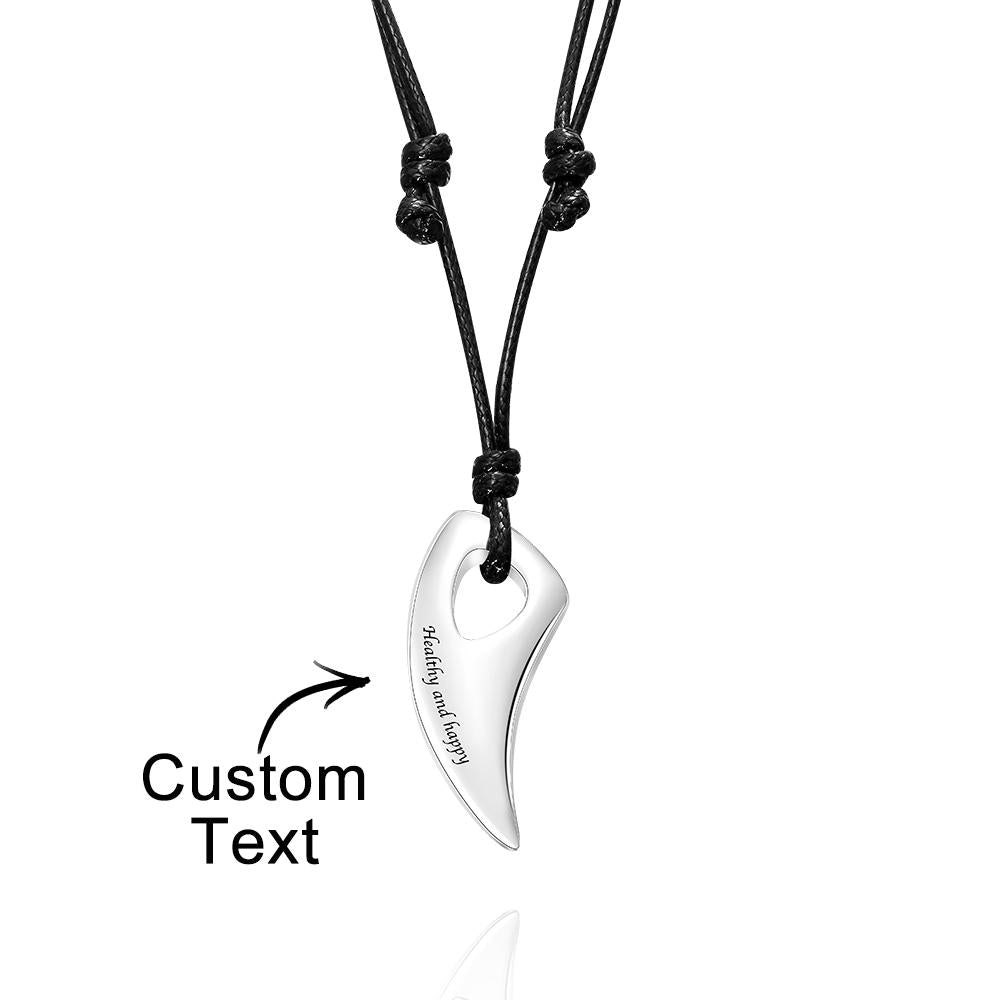 Custom Engraved Necklace Wolf Teeth Pendant Necklace Gift for Men - soufeelus