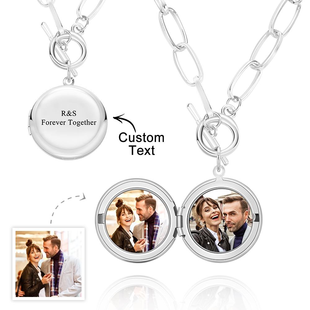 Personalized Photo Elegant Necklace Engraved Pendant Chain Necklace for Her - soufeelus
