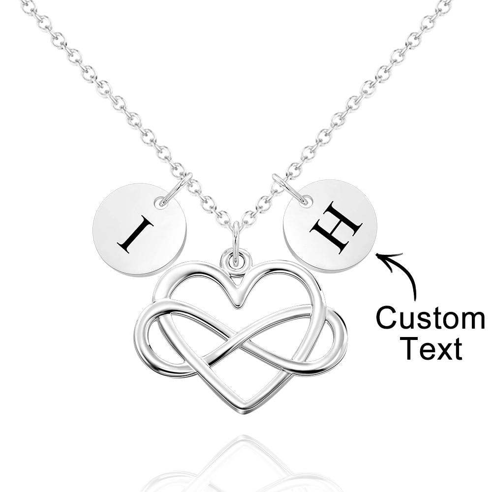 Infinity Initial Heart Necklace Dainty Engraved Pendant Necklace for Women - soufeelus