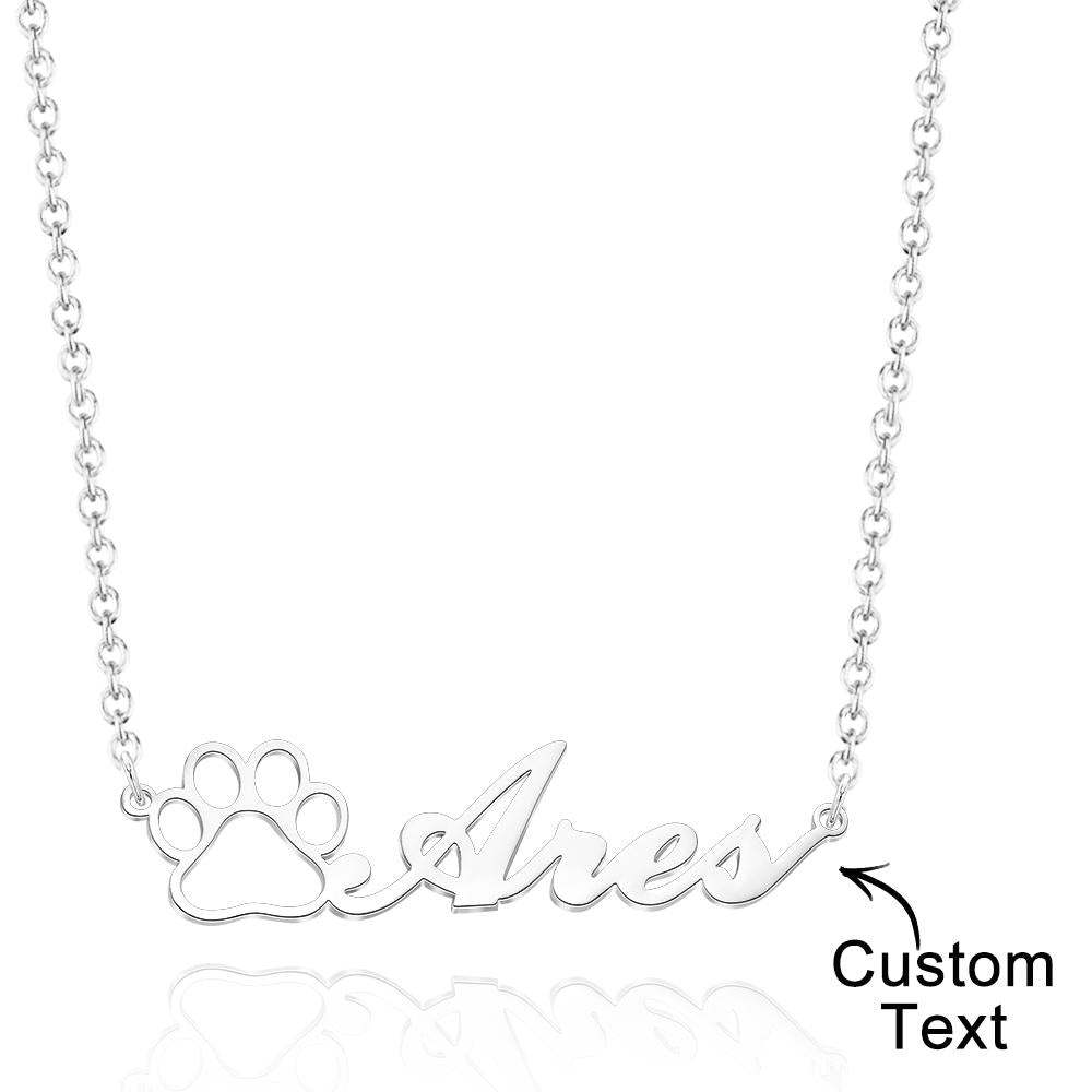 Personalized Pet Paw Print Name Necklace Lovely Animal Paw Necklace Jewelry - soufeelus