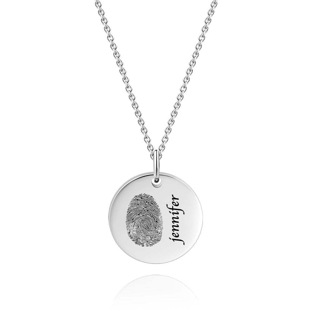 Custom Photo Necklace fingerprint Necklace Engraved Necklace Coin Necklace Gift For Boyfriend - soufeelus