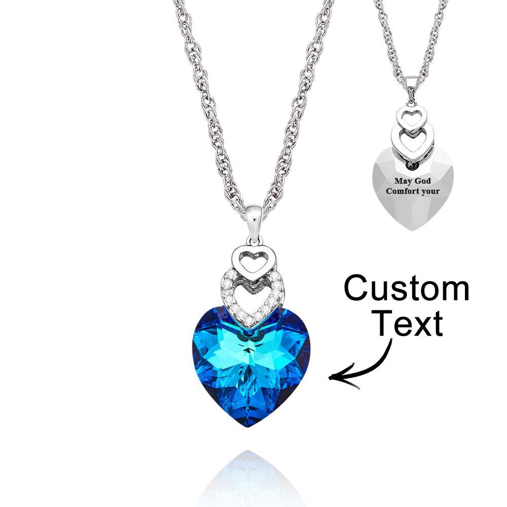 Custom Engraved Necklace Heart Colorful Light Crystal Delicate Gifts - soufeelus