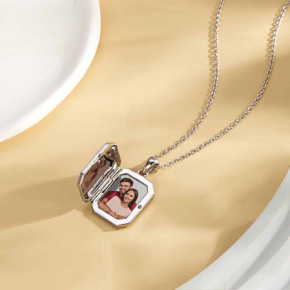 Custom Photo Engraved Necklace Shaped Open Cover Creative Pendant Gifts - soufeelus