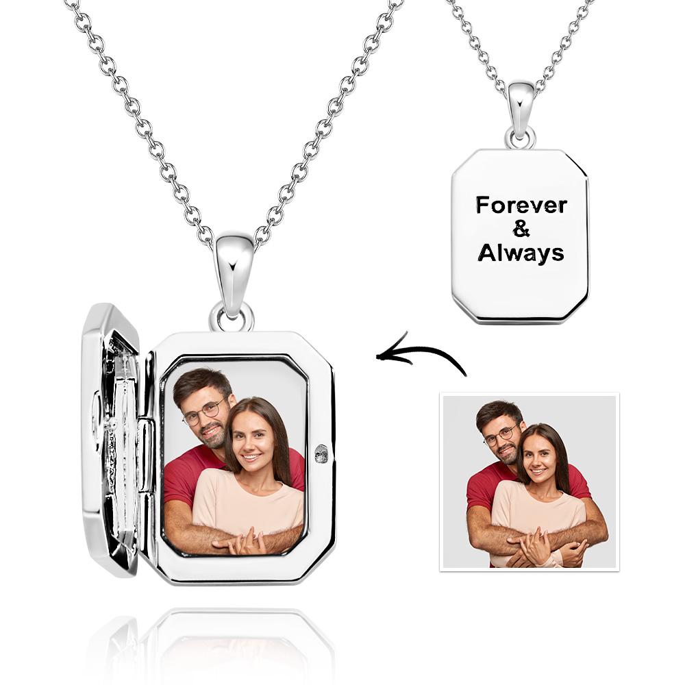 Custom Photo Engraved Necklace Shaped Open Cover Creative Pendant Gifts - soufeelus