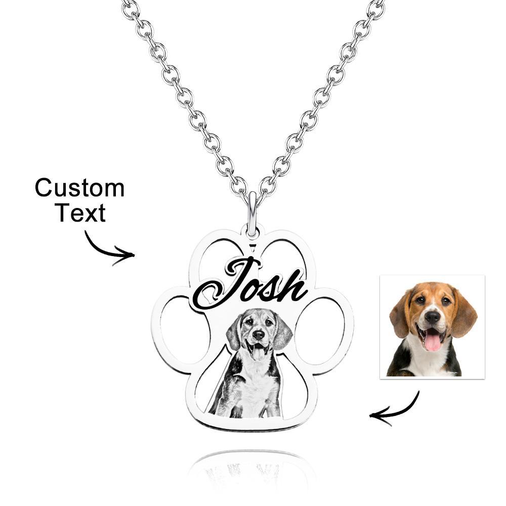 Custom Photo Engraved Necklace Creative Footprints Gifts for Pet Owners - soufeelus