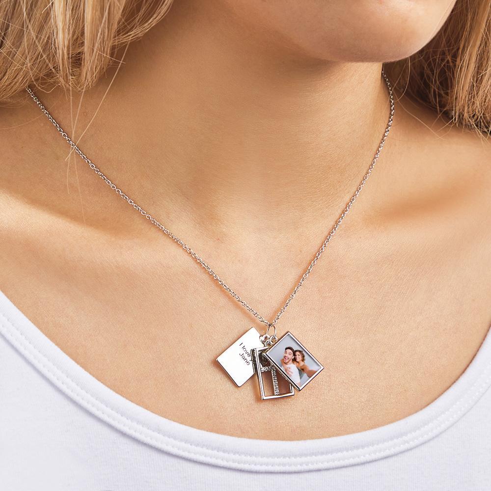 Custom Photo Engraved Necklace Multi-layer Creative Cross Gifts - soufeelus
