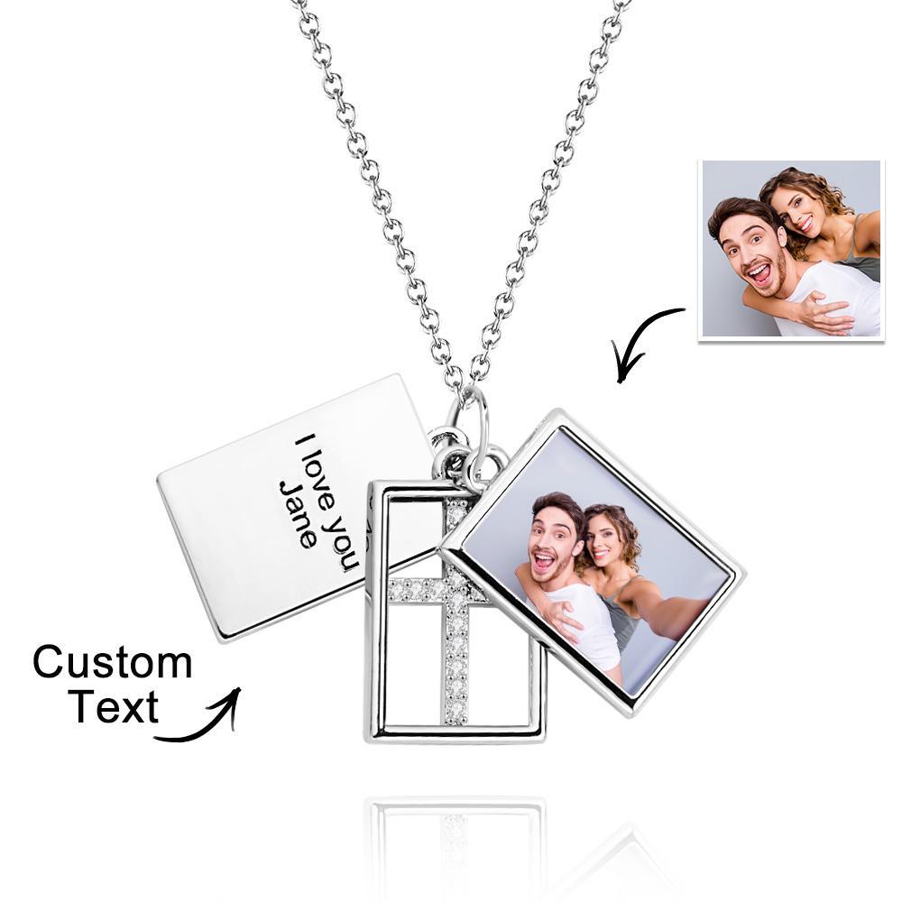 Custom Photo Engraved Necklace Multi-layer Creative Cross Gifts