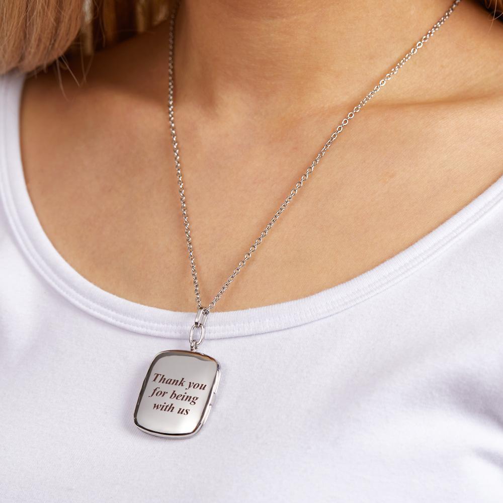 Custom Locket Photo Necklace Personalized Engraved Memorial Picture Pendant Gift For Her - soufeelus