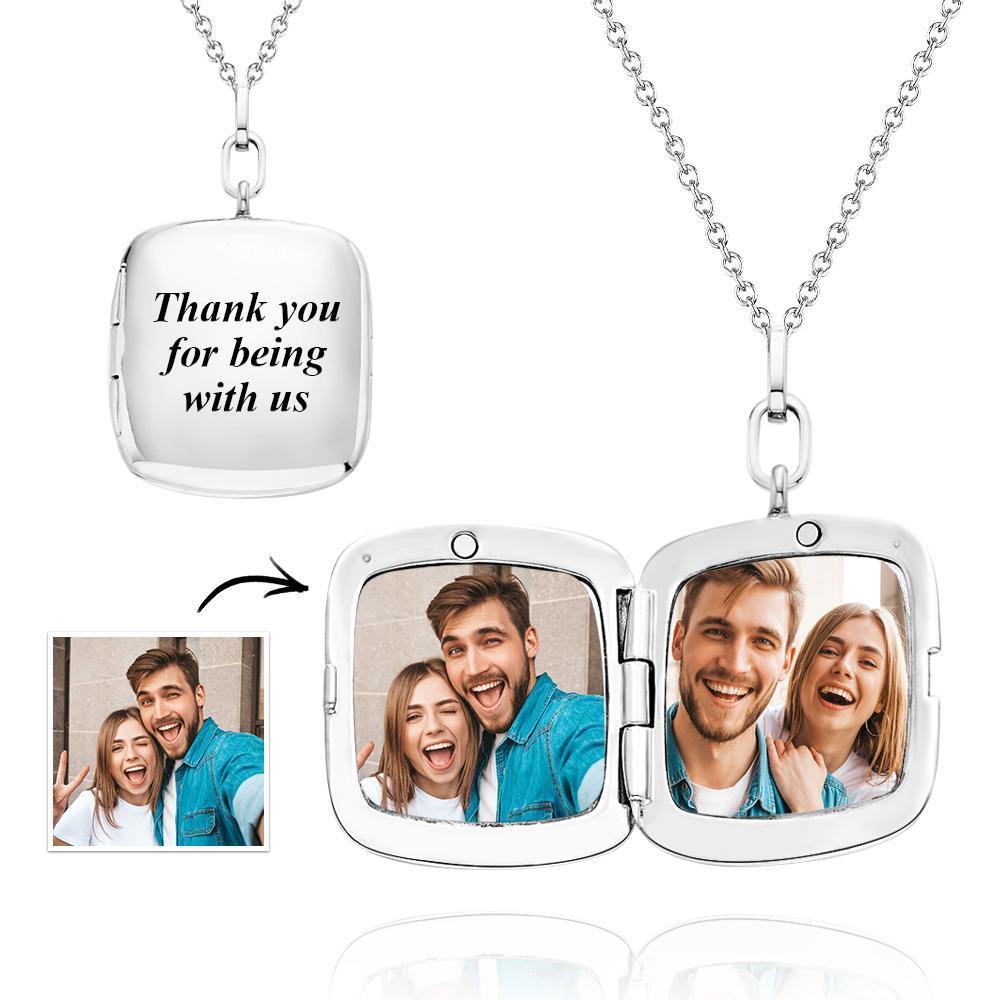 Custom Locket Photo Necklace Personalized Engraved Memorial Picture Pendant Gift For Her - soufeelus