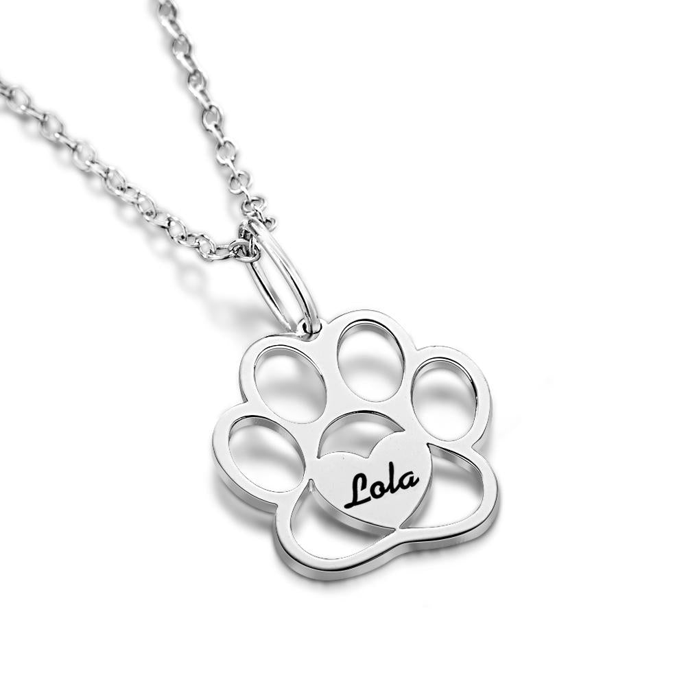Personalized Paw Necklace with Name Dog Paw Necklace - soufeelus