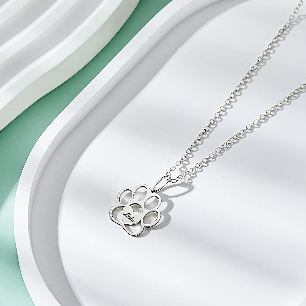 Personalized Paw Necklace with Name Dog Paw Necklace - soufeelus
