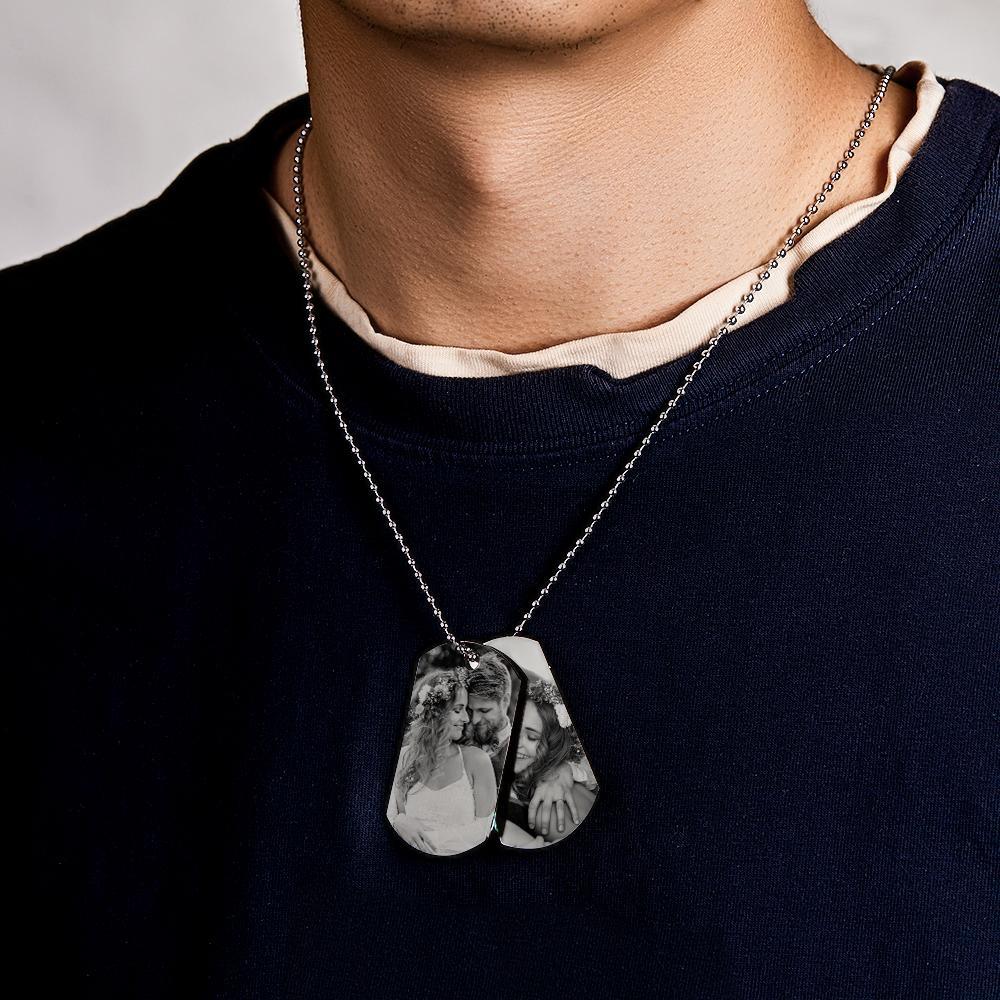 Custom Double Dog Tag Necklace Personalized Men's Jewelry for Wedding Gift And Anniversary - soufeelus