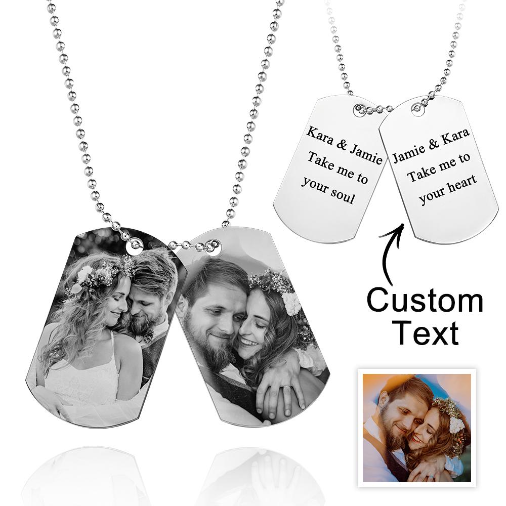 Custom Double Dog Tag Necklace Personalized Men's Jewelry for Wedding Gift And Anniversary - soufeelus
