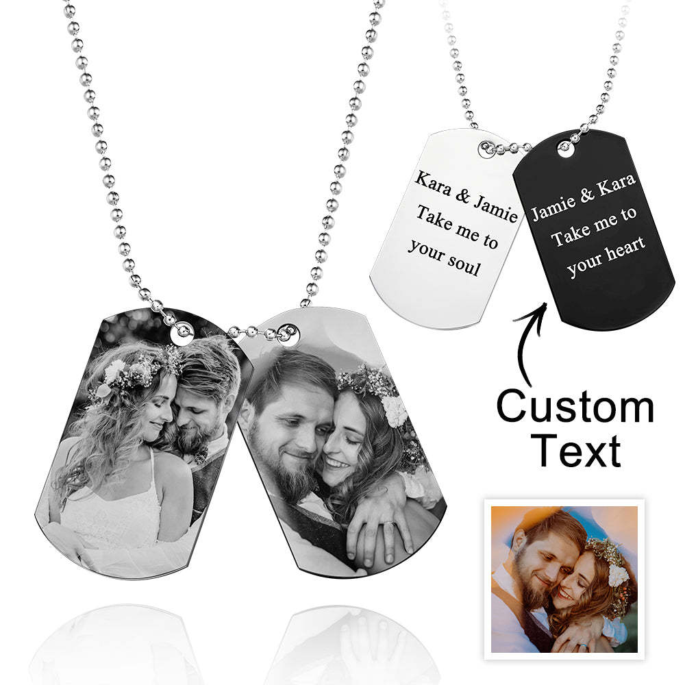 Custom Double Dog Tag Necklace Personalized Men's Jewelry for Wedding Gift And Anniversary - soufeelus