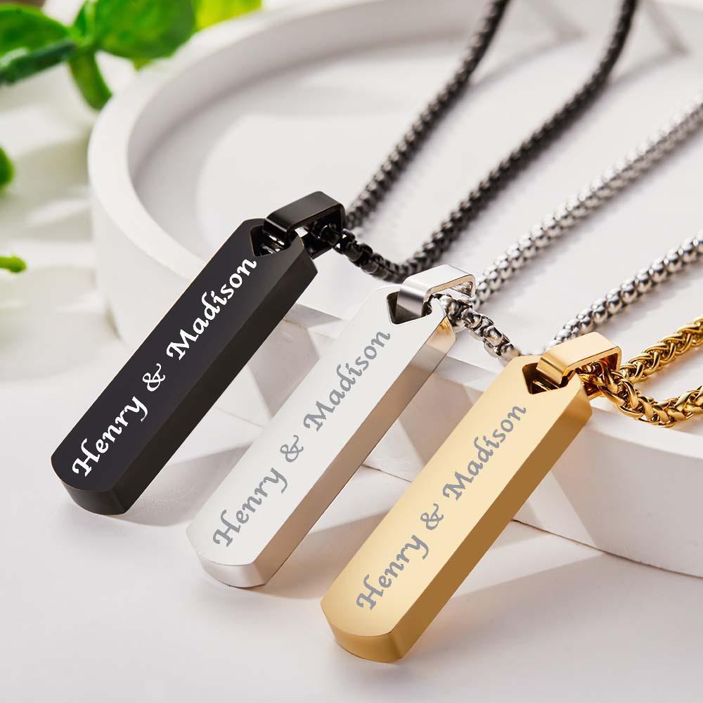 Personalized Bar Necklace for Men Double-sided Stunning and Dainty gift for Christmas Valentines Day Fathers Day Birthday Anniversary Wedding - soufeelus