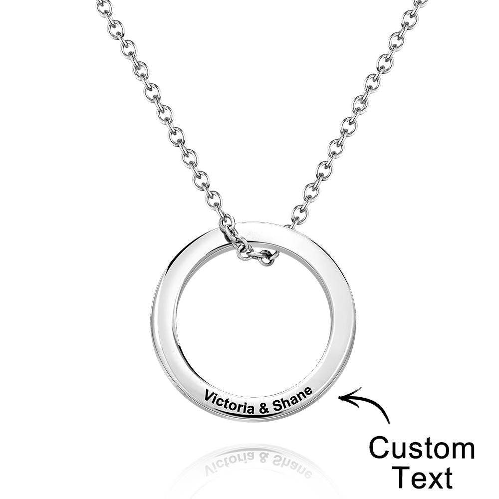 Personalized Leather Chain Necklace with Stainless Steel Circle Pendant