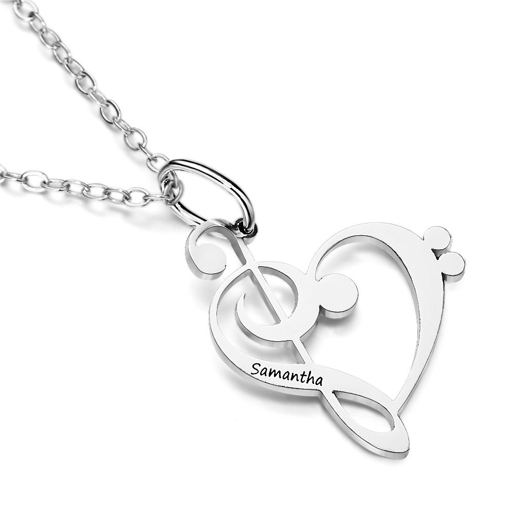 Personalized Treble Clef Bass Clef  Music Teacher Gift Engraved Necklace Music Note Appreciation Jewelry for Piano Teacher - soufeelus