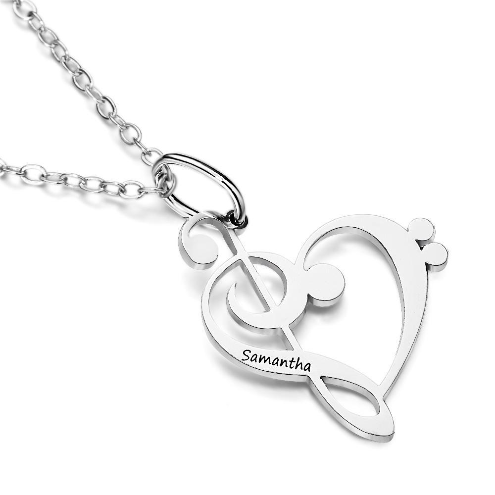 Personalized Treble Clef Bass Clef Music Teacher Gift Engraved Necklace Music Note Appreciation Jewelry for Piano Teacher - soufeelus