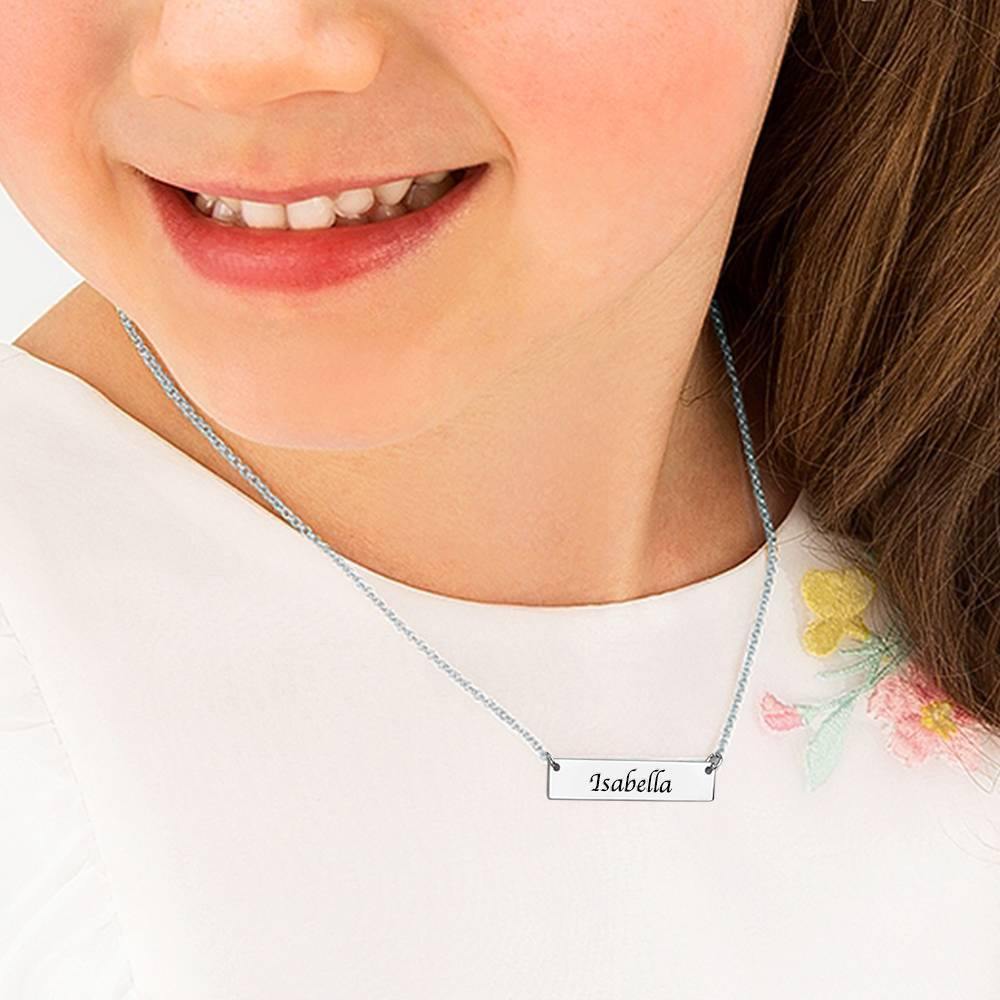 Children's Engraved Bar Necklace Platinum Plated - soufeelus