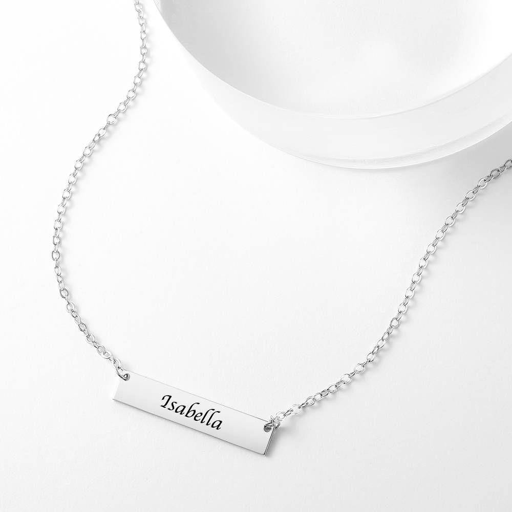 Children's Engraved Bar Necklace Platinum Plated - soufeelus