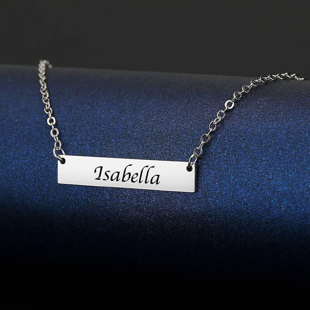 Children's Engraved Bar Necklace Platinum Plated - soufeelus