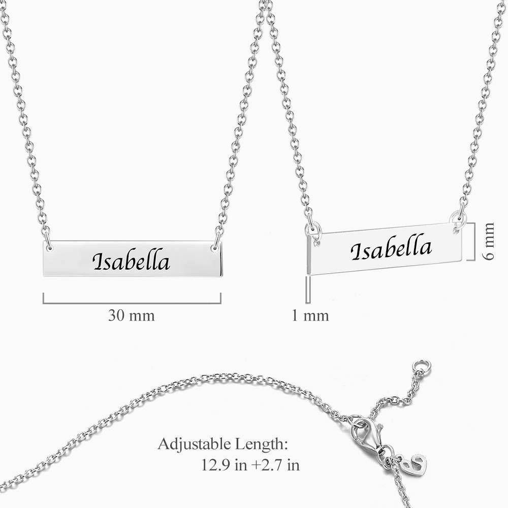 Children's Engraved Bar Necklace Platinum Plated - soufeelus