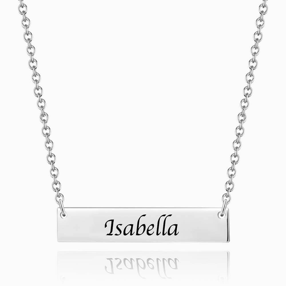 Children's Engraved Bar Necklace Platinum Plated - soufeelus