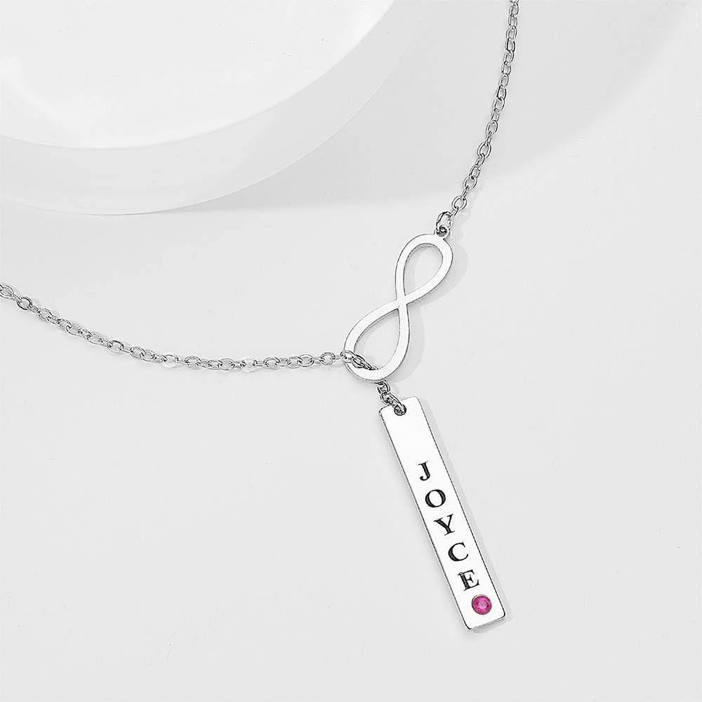 Engraved Infinity Love Necklace with Custom Birthstone - soufeelus